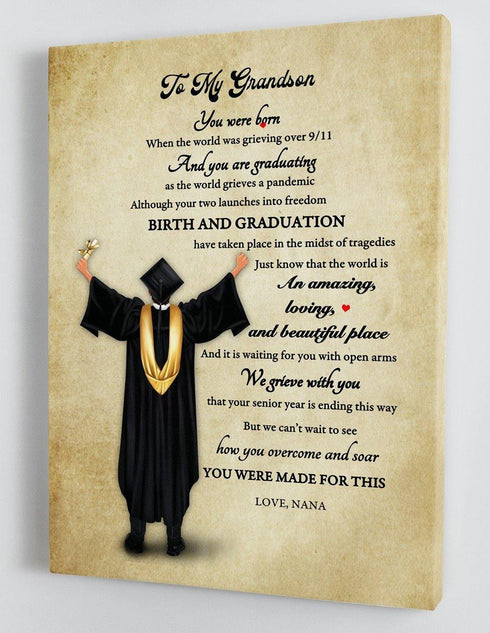 To My Grandson Senior 2021 - From Nana - Graduation Framed Canvas Gift GMS009 - DivesArt LLC